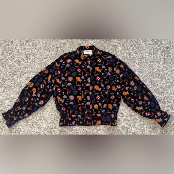 Ba&sh Black and Floral Button-Down Blouse - Size Small - Picture 1 of 4